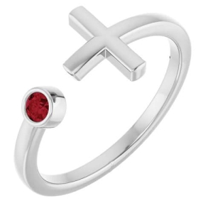 Dory Natural Ruby Silver Bezel  Diamond Ring