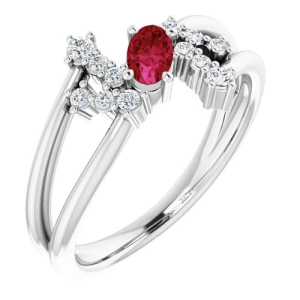 Lily Natural Ruby  Diamond Ring