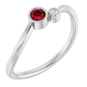Leah Natural Ruby Silver  Diamond Ring