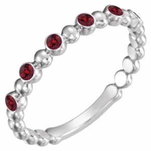 Lennon Natural Ruby Silver  Diamond Ring