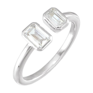  Creeda Lab-Created Platinum Bezel Two Stone Diamond Ring
