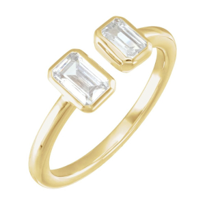  Creeda Lab-Created Yellow Gold Bezel Two Stone Diamond Ring