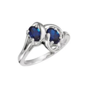Coye Blue Sapphire Rose Gold  4 Prong Two Stone Diamond Ring