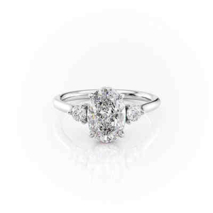 Jenefa Lab-Created Oval cut  Trilogy Engagement Diamond Ring