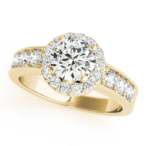Kamya Natural Yellow Gold Halo Diamond Ring