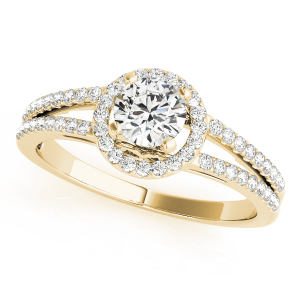 Jacklyn Natural Yellow Gold Halo Diamond Ring