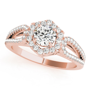 Joni Natural Rose Gold Halo Diamond Ring