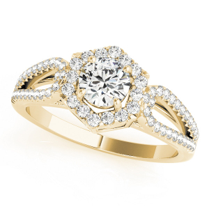 Joni Natural Yellow Gold Halo Diamond Ring