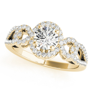 Jrue Natural Yellow Gold Halo Diamond Ring