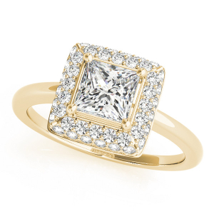 Lori Natural Yellow Gold Halo Diamond Ring