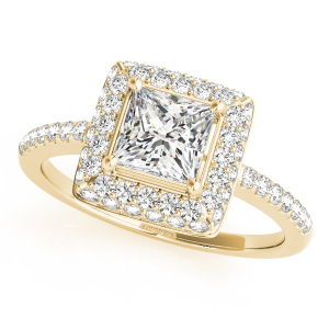 Leora Natural Yellow Gold Halo Diamond Ring