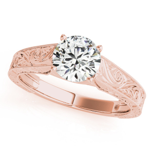 Malani Natural Rose Gold 4 Prong Solitaire Diamond Ring