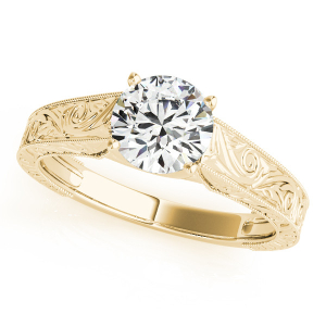 Malani Natural Yellow Gold 4 Prong Solitaire Diamond Ring