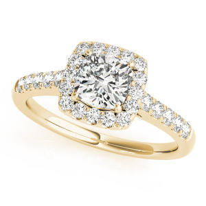 Lorraine Natural Yellow Gold Halo Diamond Ring