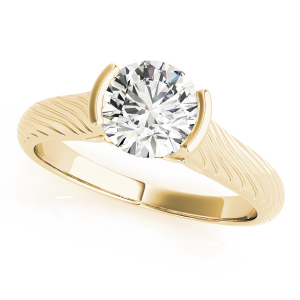 Marlee Lab-Created Diamond Yellow Gold Half Bezel Classic Solitaire Engagement Ring