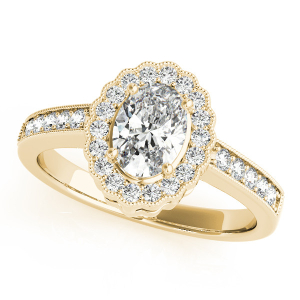 Kailany Natural Yellow Gold Halo Engagement Diamond Ring