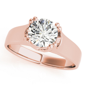 Maddie Natural Rose Gold Double Prong Solitaire Diamond Ring