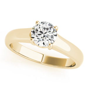 Maliah Natural Yellow Gold 4 Prong Solitaire Diamond Ring