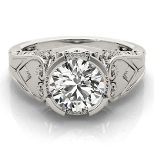 Maple Lab-Created Half Bezel Solitaire Diamond Ring