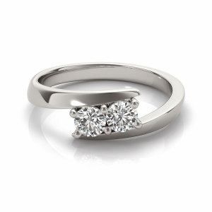 Leah Lab-Created Round cut Two Stone Diamond Ring