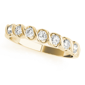 Lab-Created Round cut Bar-Set  7 Stone Diamond Ring