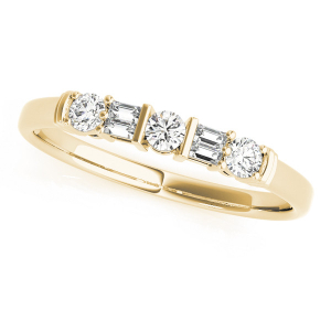 Maevery Lab-Created Yellow Gold Bar And Prong Set  Diamond Ring
