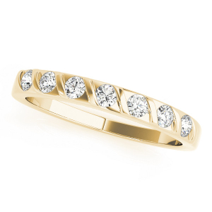Lab-Created Yellow Gold Bar-Set 7 Stone Diamond Ring