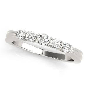 Lab-Created Round cut Bar-Set  5 Stone Diamond Ring