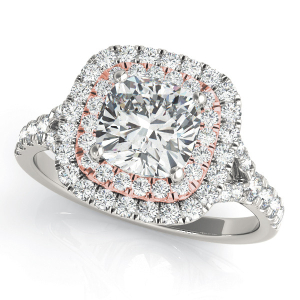  Abbatissa Natural Diamond Rose Gold Halo Engagement Ring