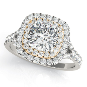  Abbatissa Natural Diamond Yellow Gold Halo Engagement Ring