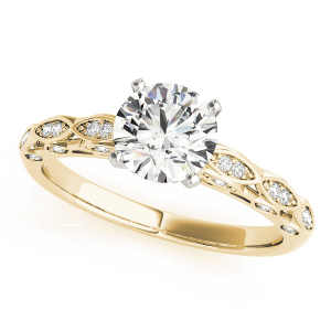 Lenny Lab-Created Yellow Gold 4 Prong Side Stone Diamond Ring
