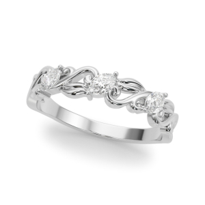 Lab-Created Marquise cut Prong-Set 3 Stone Diamond Ring