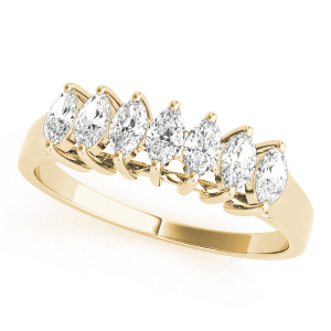 Lab-Created Yellow Gold Prong-Set 7 Stone Diamond Ring