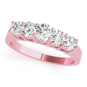 Elsy Lab-Created Rose Gold Prong 5 Stone Diamond Ring