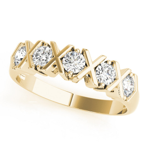 Lab-Created Bar-Set 5 Stone Diamond Ring