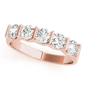 Lab-Created Rose Gold Bar-Set 5 Stone Diamond Ring