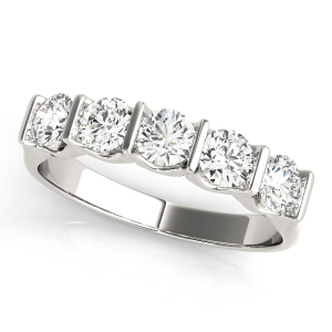 Lab-Created Round cut Bar-Set  5 Stone Diamond Ring