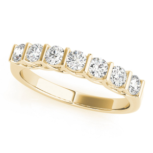 Lab-Created Yellow Gold Bar-Set 7 Stone Diamond Ring