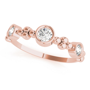 Lab-Created Rose Gold Bezel-Set 3 Stone Diamond Ring
