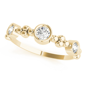 Lab-Created Yellow Gold Bezel-Set 3 Stone Diamond Ring