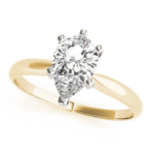 Dalena Natural Yellow Gold 6 Prong Solitaire Diamond Ring
