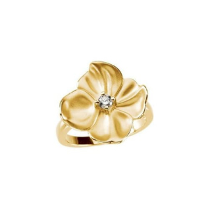 Maleigha Natural Yellow Gold 4 Prong Solitaire Diamond Ring