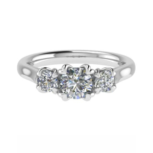 Diondra Lab-Created Round cut 4 Prong  Trilogy Engagement Diamond Ring