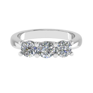 Dawnielle Lab-Created Diamond Round cut 4 Prong  Trilogy Engagement Ring