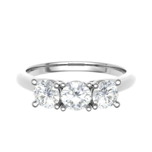 Danise Lab-Created Round cut 4 Prong  Trilogy Engagement Diamond Ring