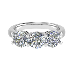 Deniece Lab-Created Round cut 4 Prong  Trilogy Engagement Diamond Ring
