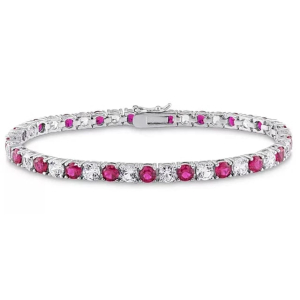 Saphira Natural Ruby Round cut 4 Prong  Bracelet