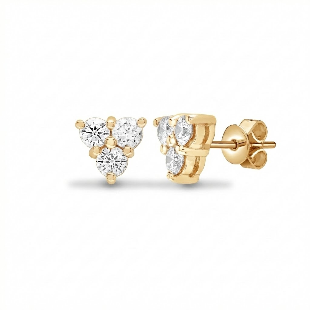Gijs Natural Yellow Gold Pave Set Cluster Diamond Earrings