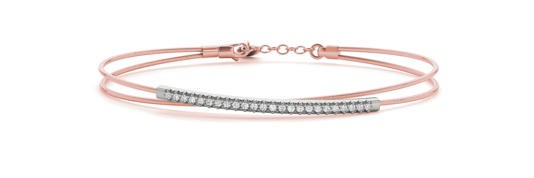 Sherrilynn Natural Rose Gold Prong Set Diamond Bangle Bracelet