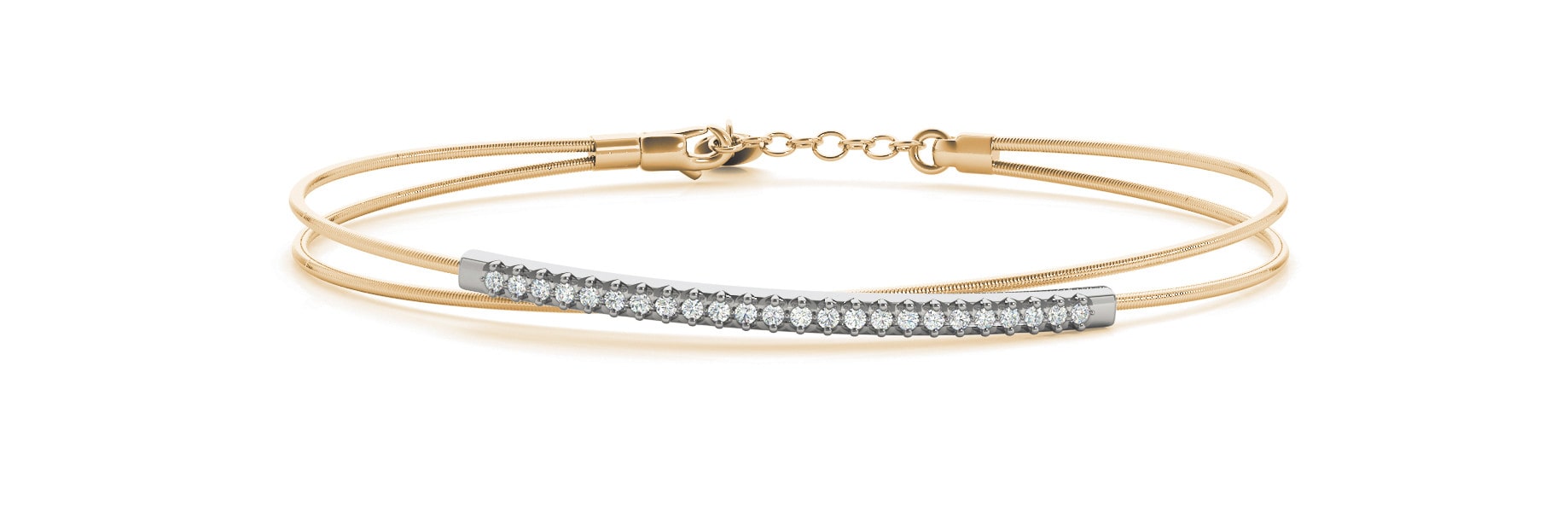 Sherrilynn Natural Yellow Gold Prong Set Diamond Bangle Bracelet